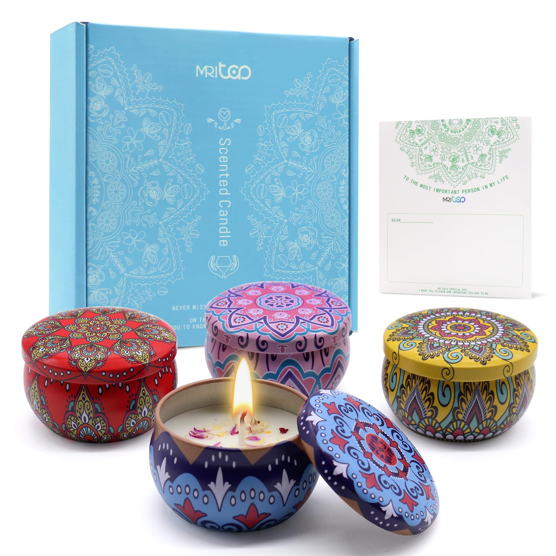 MRLTOP set de velas regalo para mujeres con empaque elegante, ideal para ambientar el hogar.