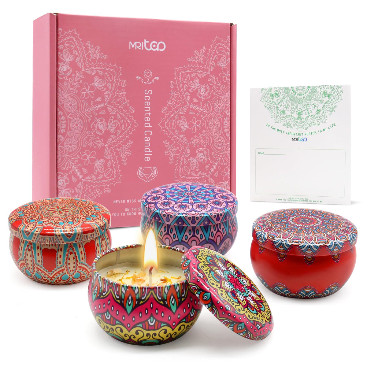 MRLTOP velas 4-pack con flores secas para decorar y perfumar el hogar.