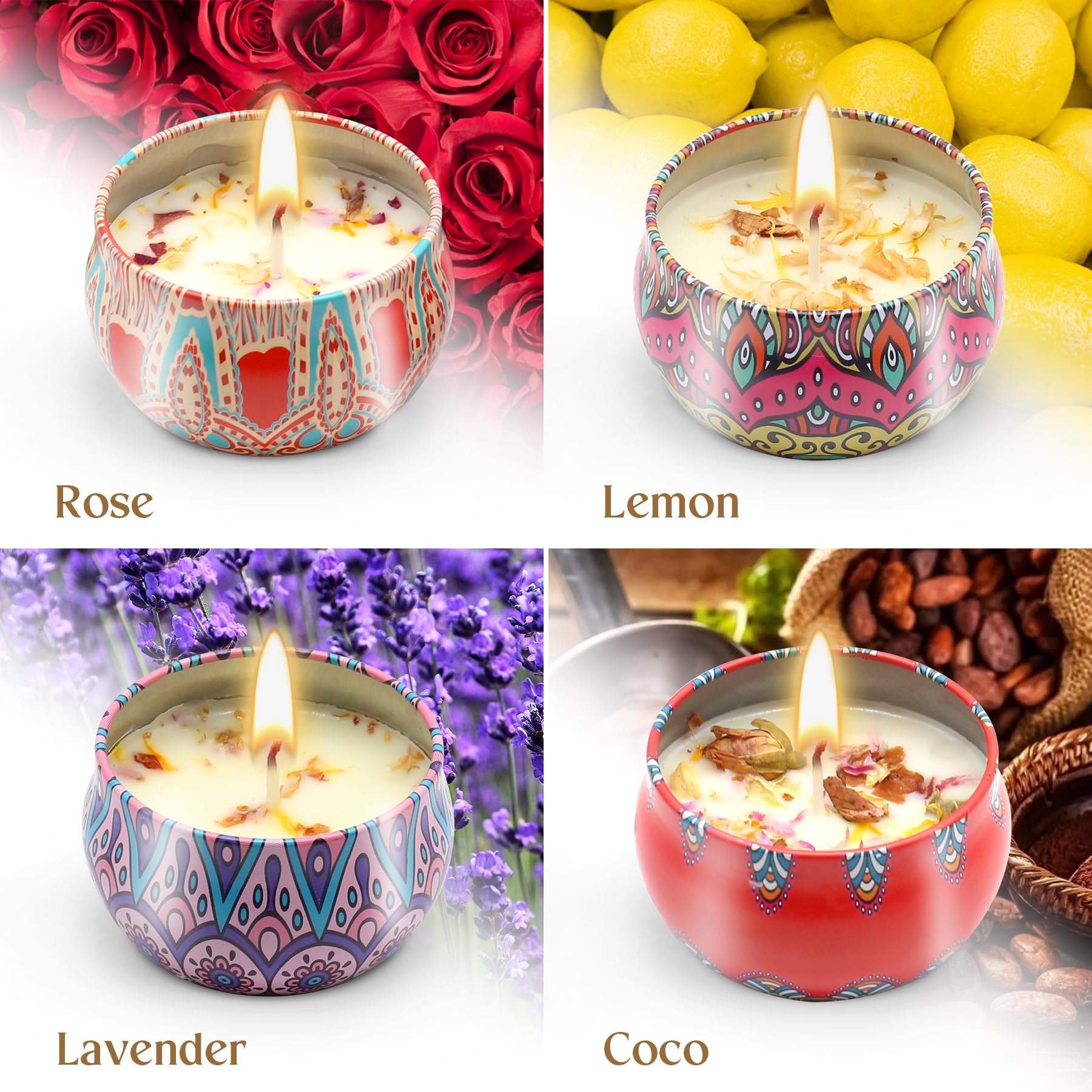 MRLTOP velas con latas reutilizables, ideales para regalo sostenible.