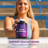 MRM Bone Maximizer III, botella y dosis diaria para apoyo muscular.