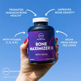 MRM Bone Maximizer III, primer plano de ingredientes clave para salud esquelética.