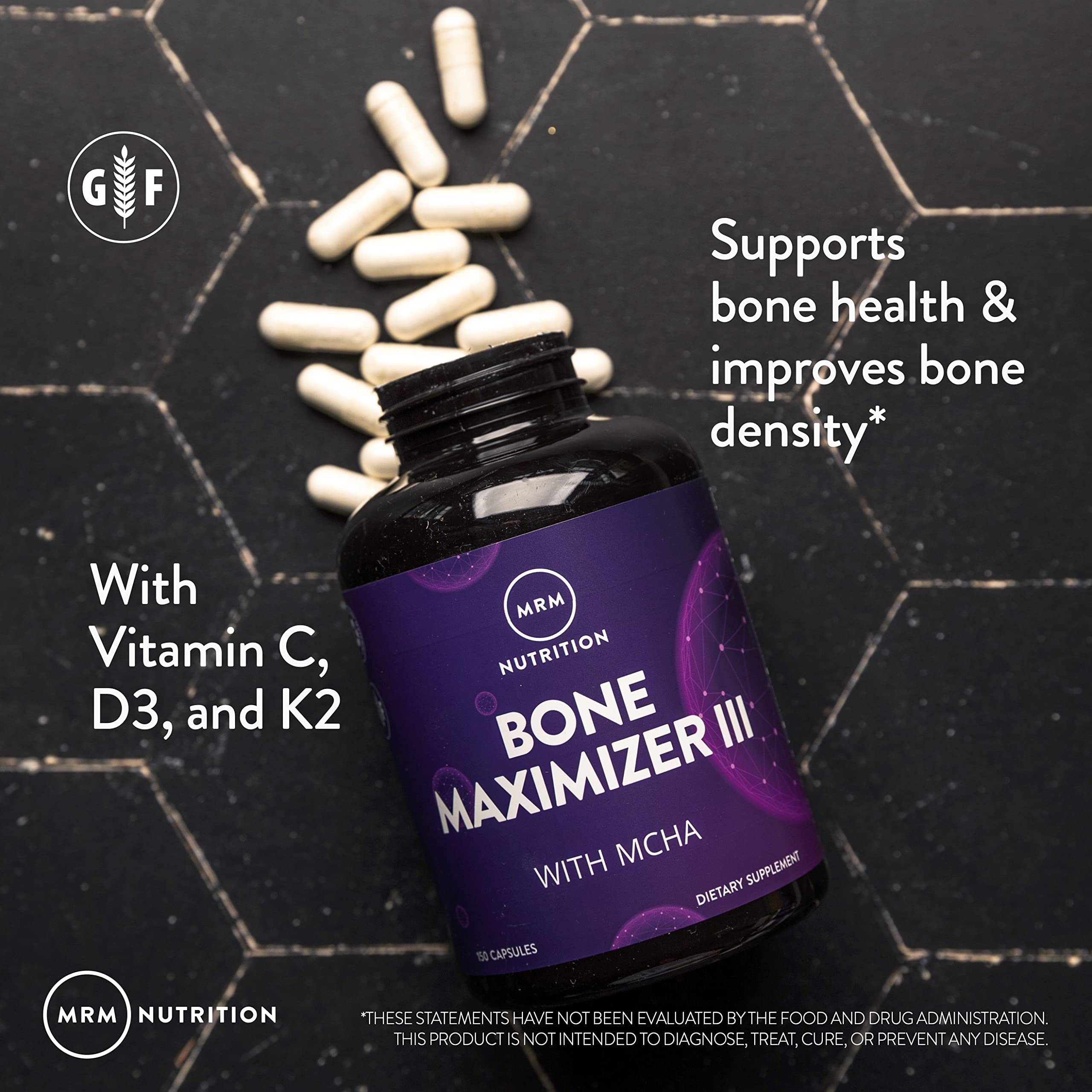 MRM Bone Maximizer III, recordatorio de 50 porciones para uso diario.