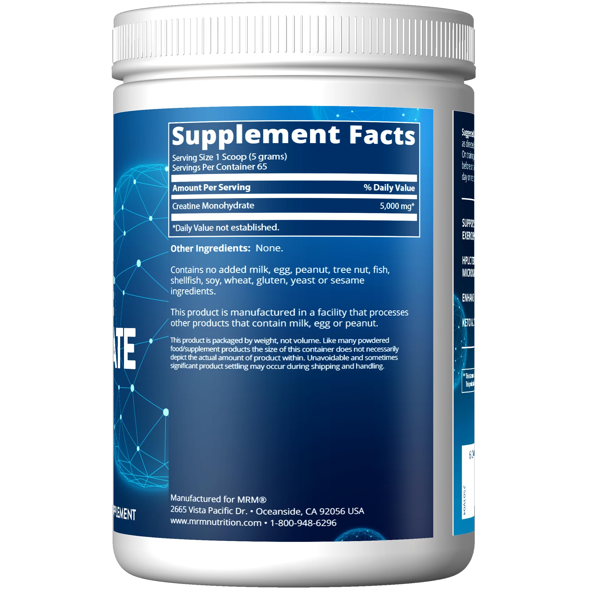 MRM Creatina Monohidrato Micronizada con dosificador, dosis precisa para tus rutinas.