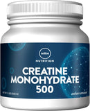 MRM Creatina Monohidratada, botella vertiendo, apoyo a energía para entrenamientos intensos.