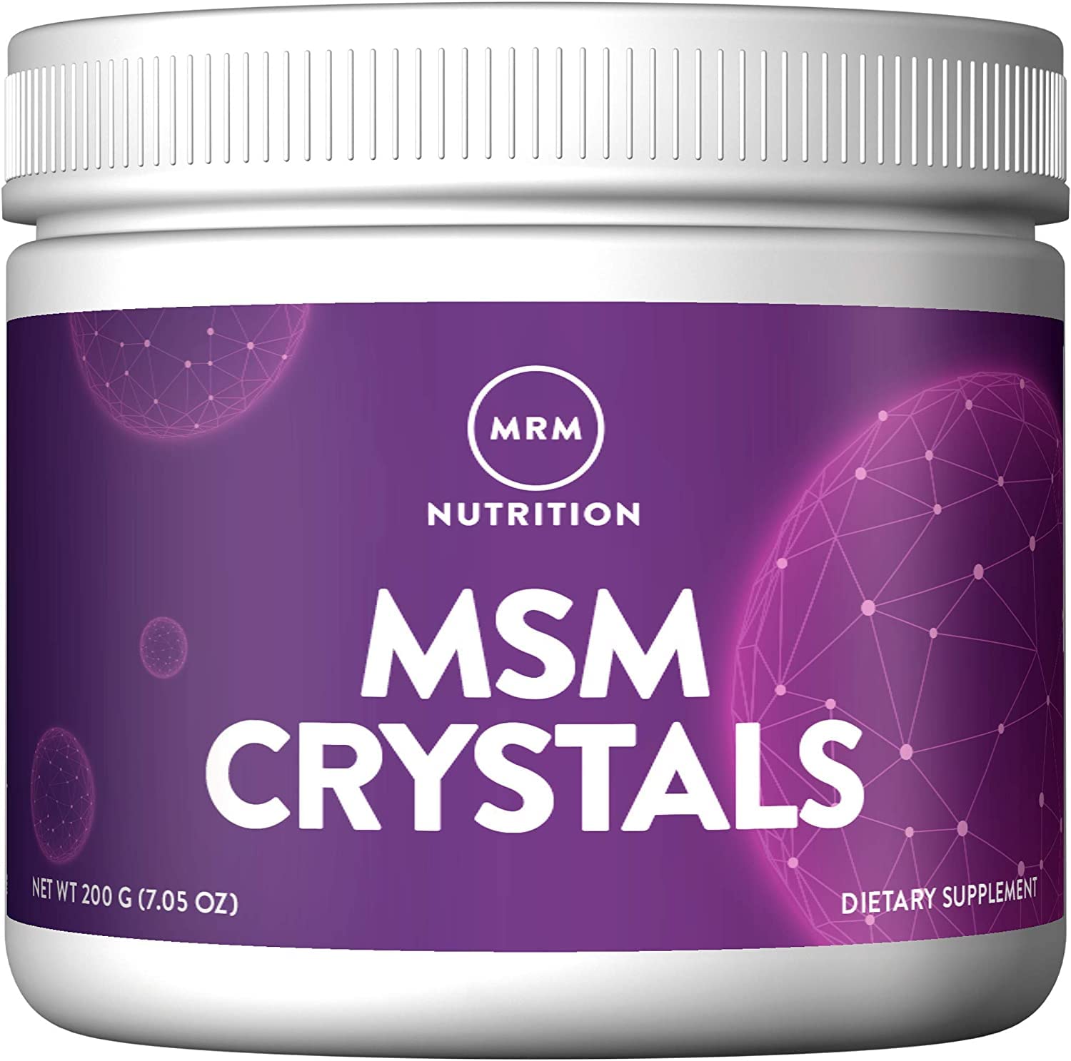 MRM MSM Cristales: vertido de botella, apoyo potencial a articulaciones y movilidad diaria.