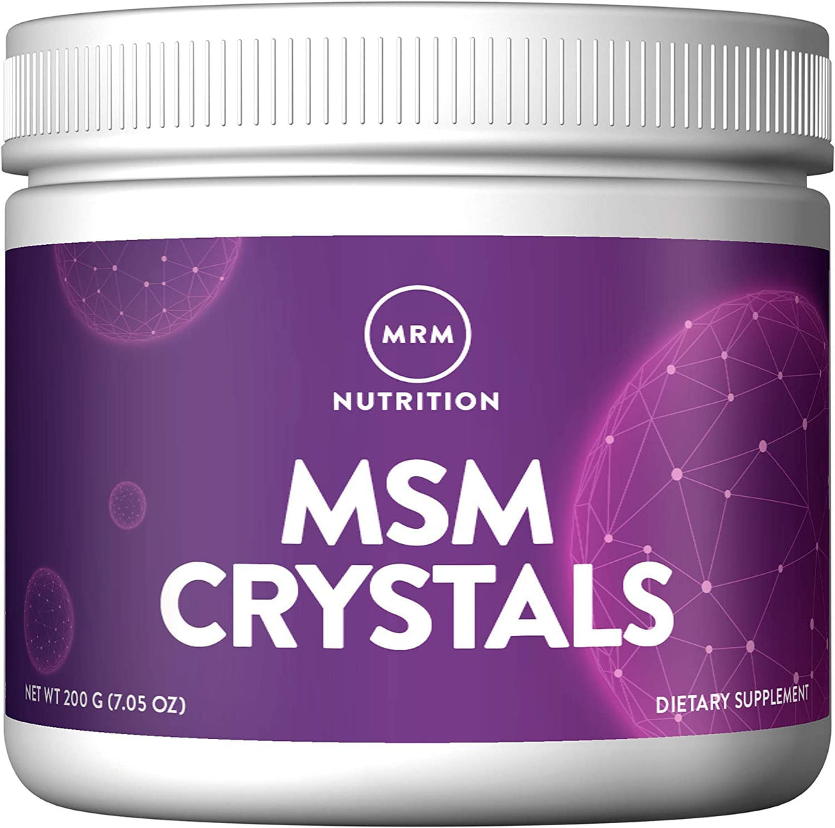 MRM MSM Cristales: vertido de botella, apoyo potencial a articulaciones y movilidad diaria.
