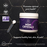 MRM MSM Cristales: vegano sin gluten, suplemento limpio para la rutina diaria.