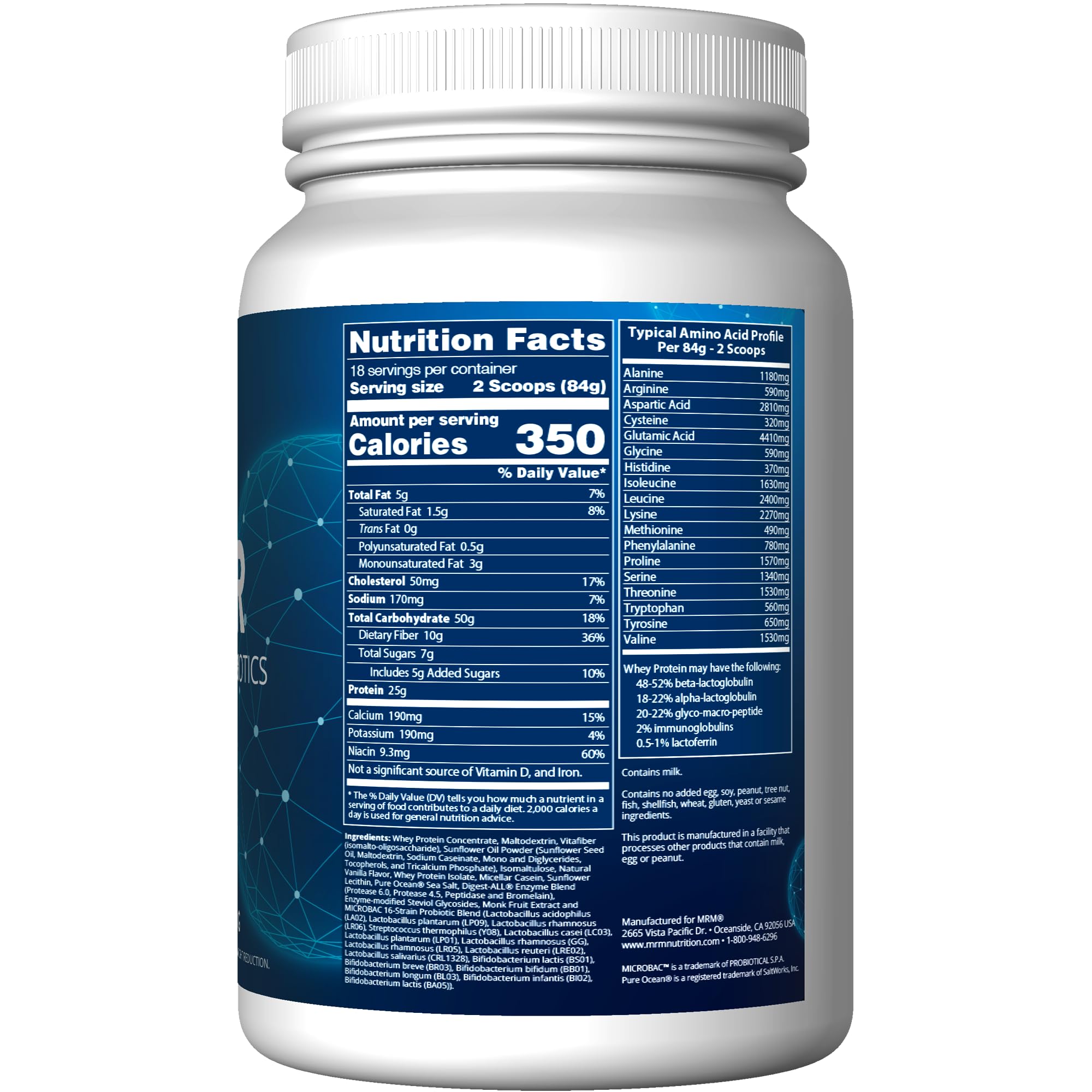 MRM Ganador proteico Probióticos Vainilla batido, perfecto para recuperación tras el entrenamiento.