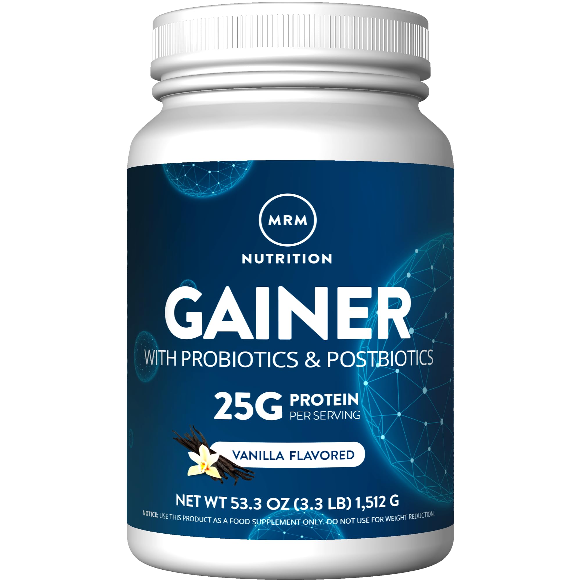 MRM Ganador proteico Probióticos Vainilla envase, ideal para ganancia muscular y conveniencia diaria.