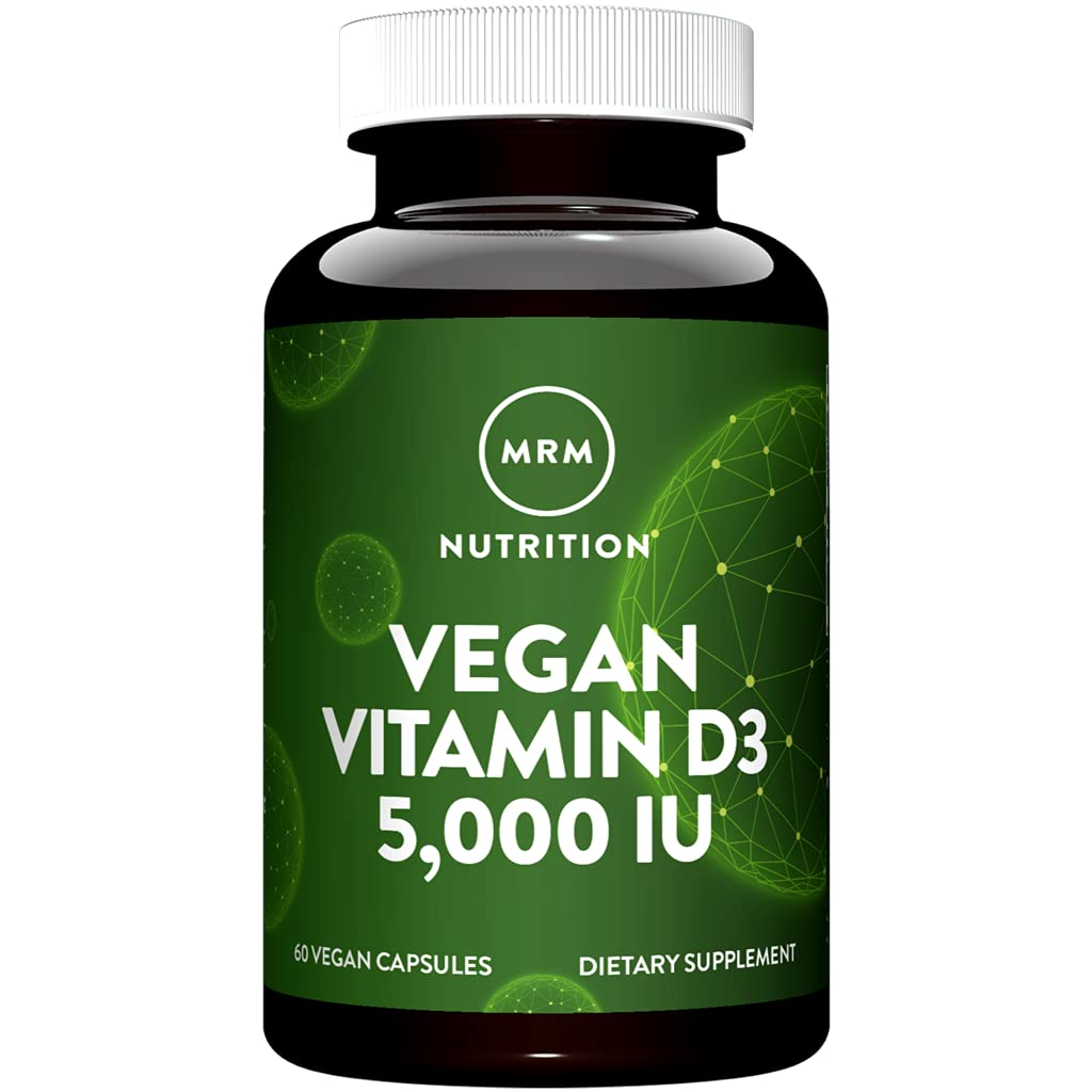 MRM Vitamina D3 vegana 5000 UI en botella, rutina diaria.
