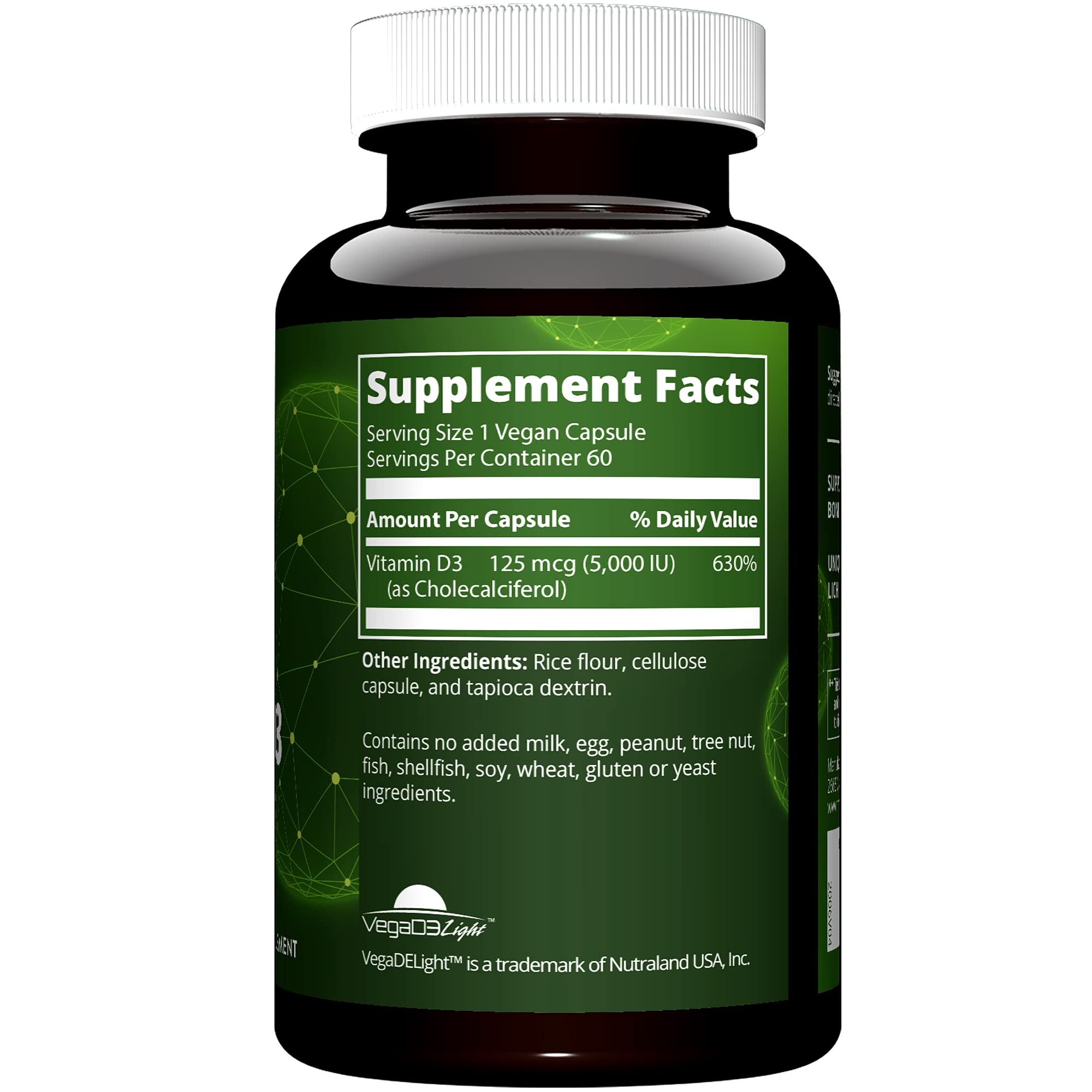 MRM cápsulas de Vitamina D3 vegana para uso diario y absorción de calcio.