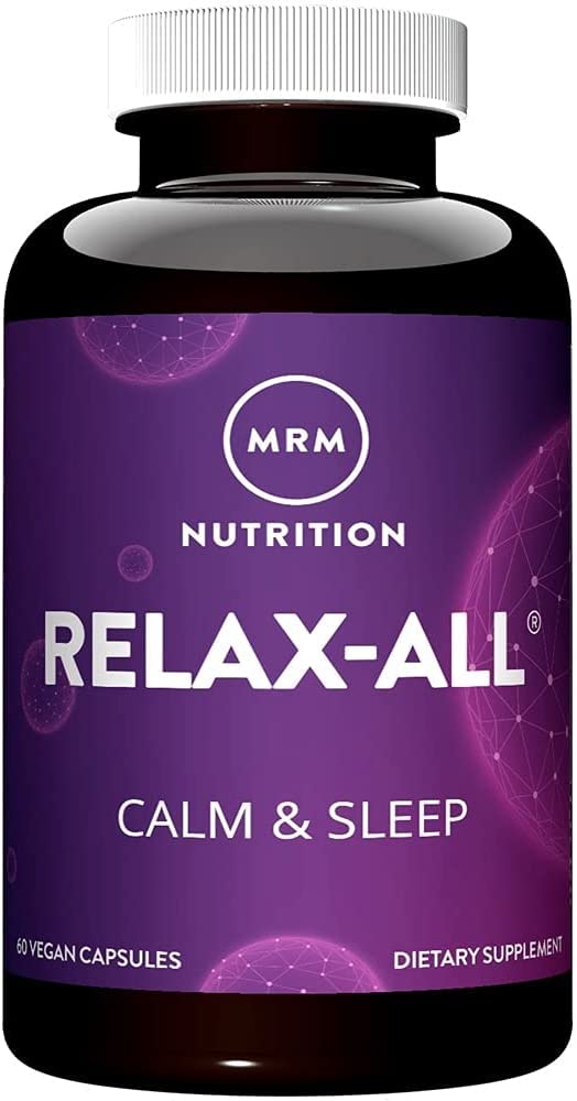MRM Relax-All: botella de cápsulas para relajación y descanso.