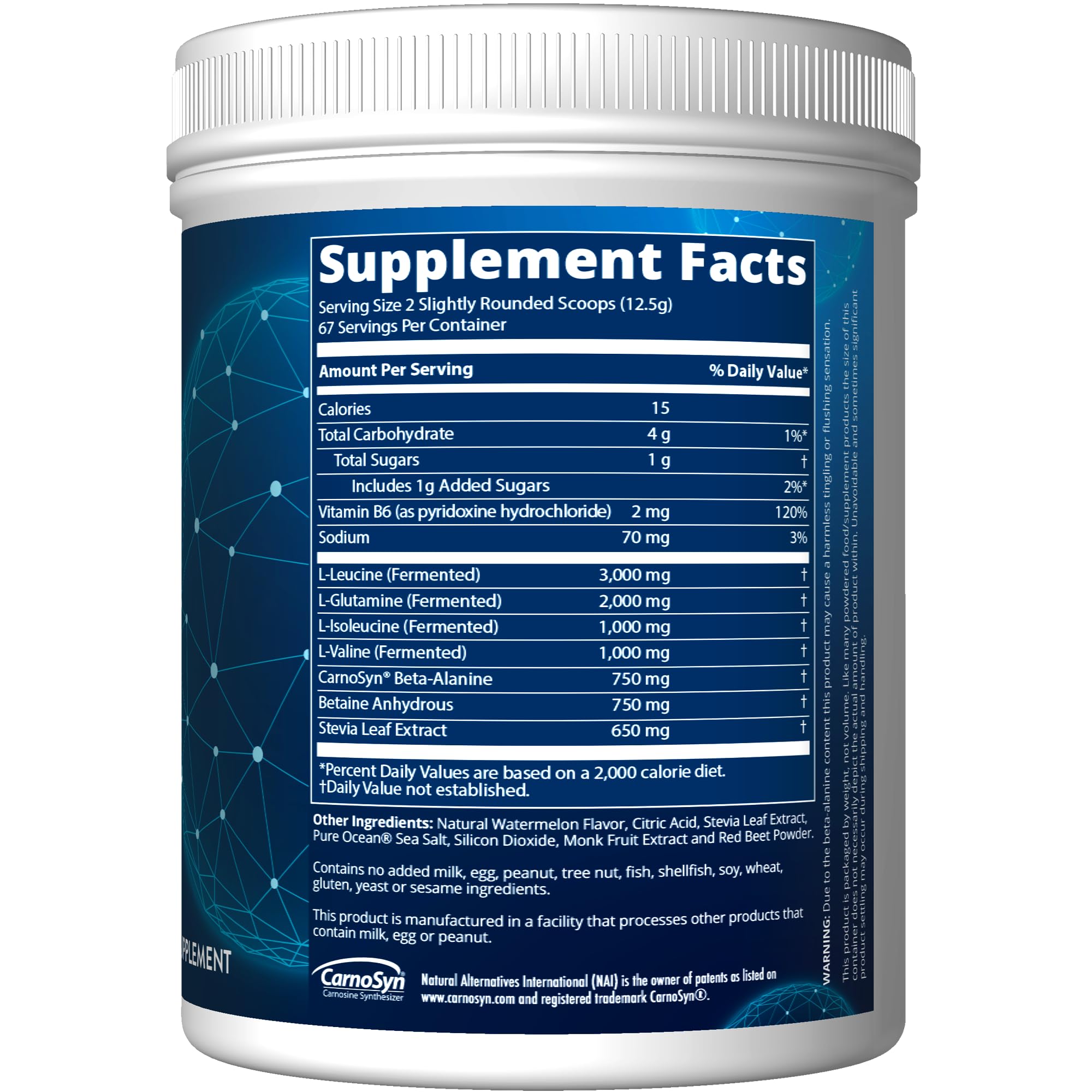 MRM Reload BCAA+G dosificador muestra la porción para apoyar la reparación muscular