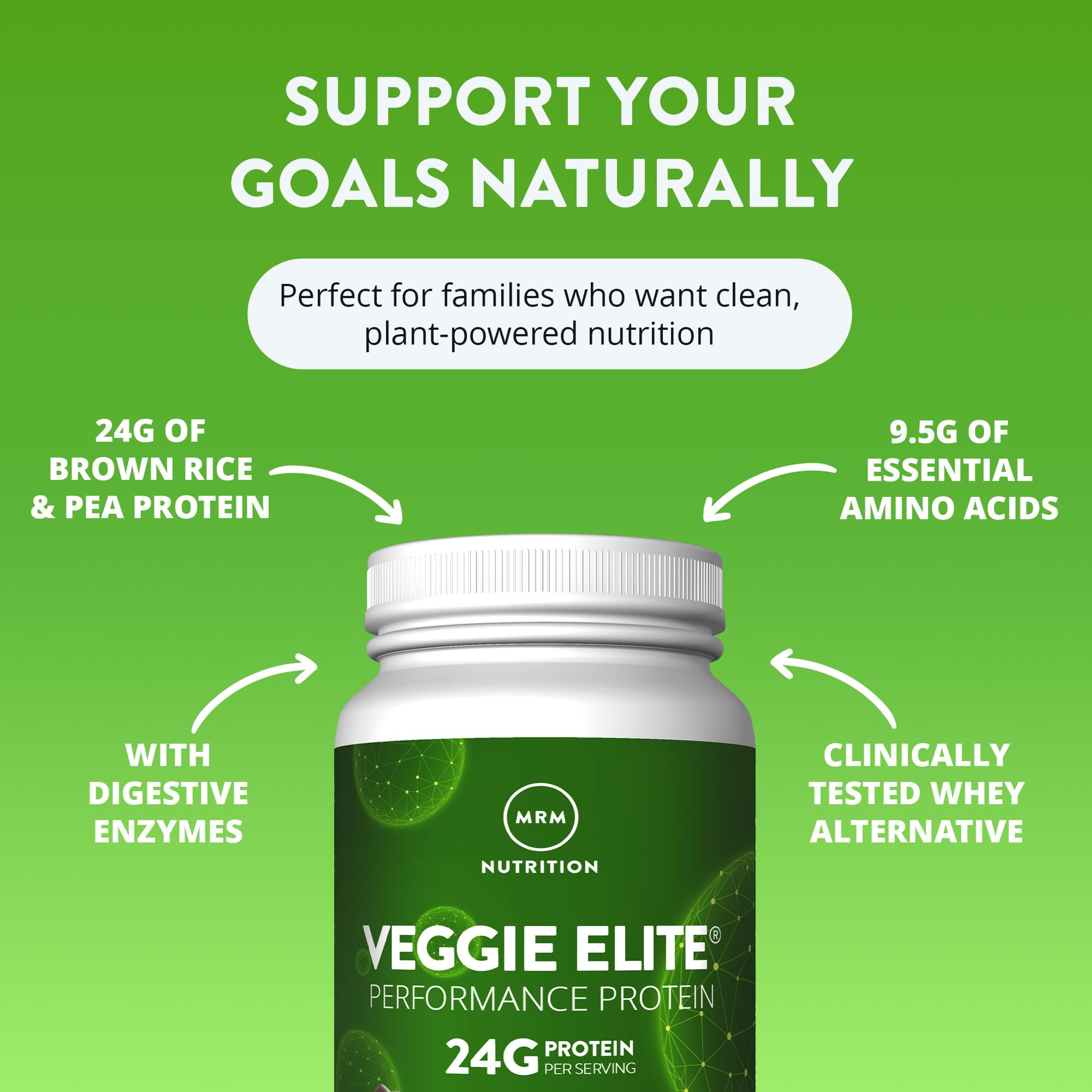 MRM Veggie Elite Protein en vaso batido cremoso