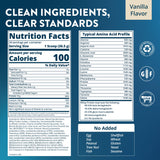 MRM Whey Protein vainilla con cucharita medidora para porciones precisas.