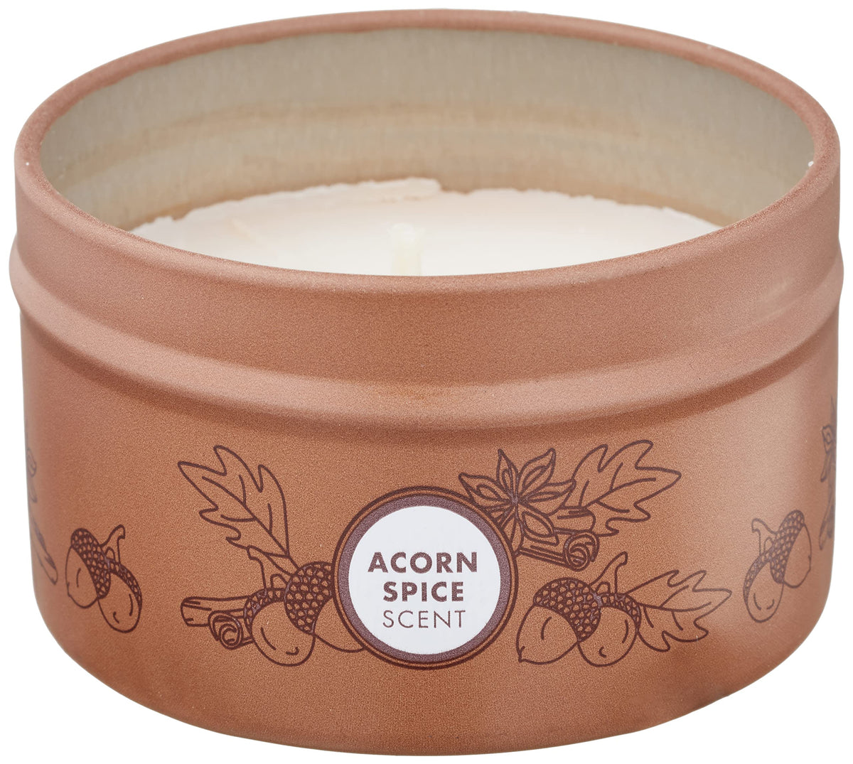 Vela lata-vela Acorn Spice de Mrs. Meyer's para ambiente cálido.