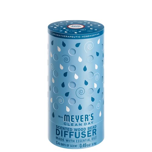 Mrs. MEYER'S Agua de lluvia, difusor de cuentas de madera, perfuma espacios con aroma fresco y natural.