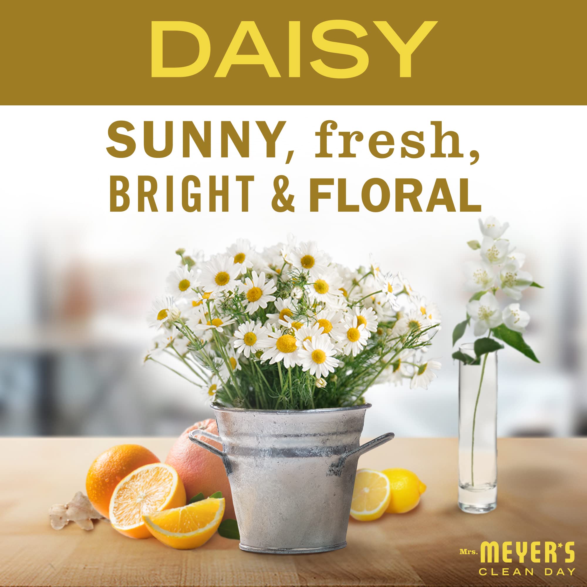 Aceites esenciales en vela Daisy de Mrs. MEYER'S para fragancia floral.