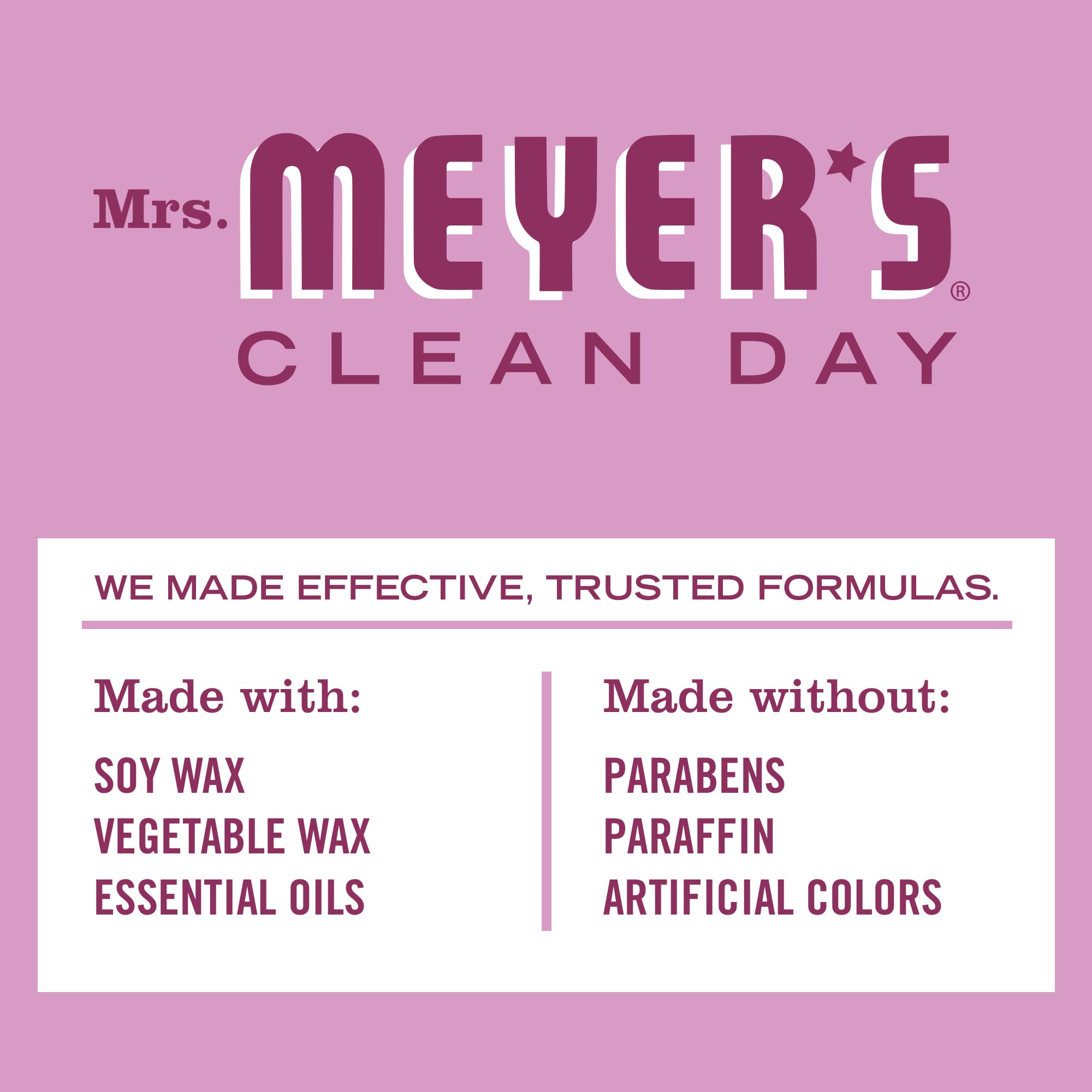Aroma de jardín de Mrs. Meyer's Clean Day con notas de peonía para sensación fresca en casa.