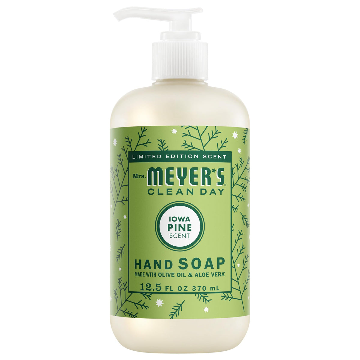 Jabón de manos MRS. MEYER'S Clean Day con aroma a pino de Iowa, limpieza suave para la piel