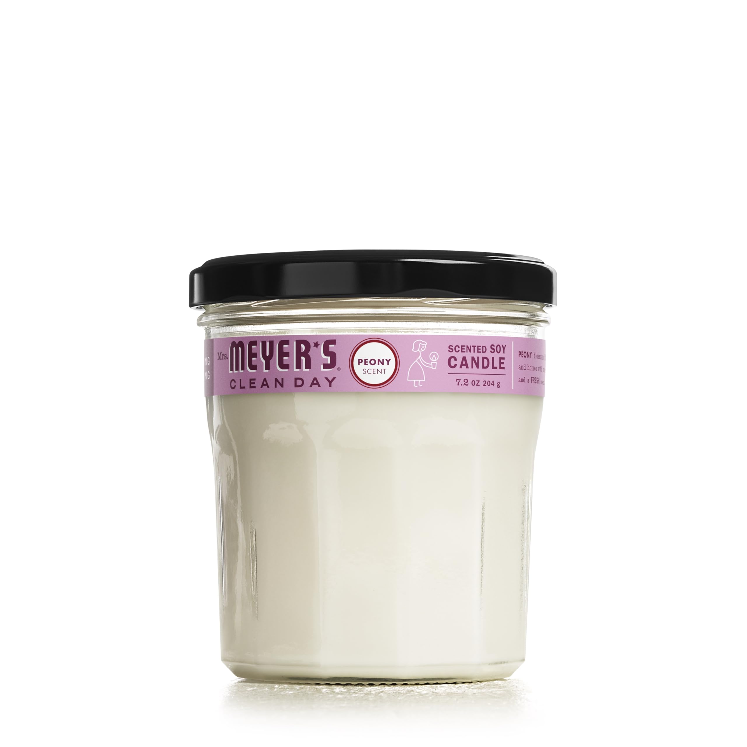Vela MRS. MEYER'S CLEAN DAY de aroma Peonía en frasco, ideal para ambientar espacios.