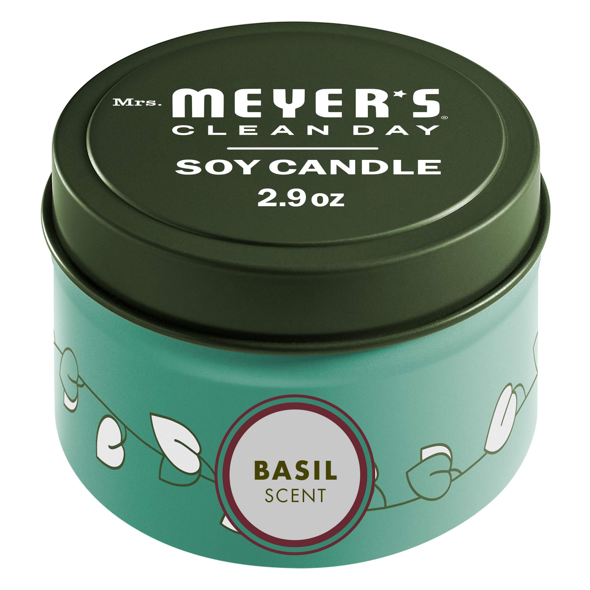 Vela Mrs. Meyer’s Clean Day con albahaca en lata para aroma fresco en el hogar