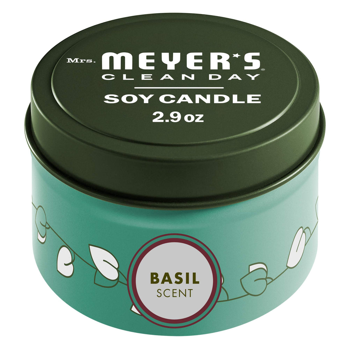 Vela Mrs. Meyer’s Clean Day con albahaca en lata para aroma fresco en el hogar