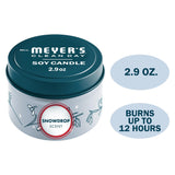 Vela de lata Mrs. Meyer's Clean Day uso en cocina campanilla-nieve
