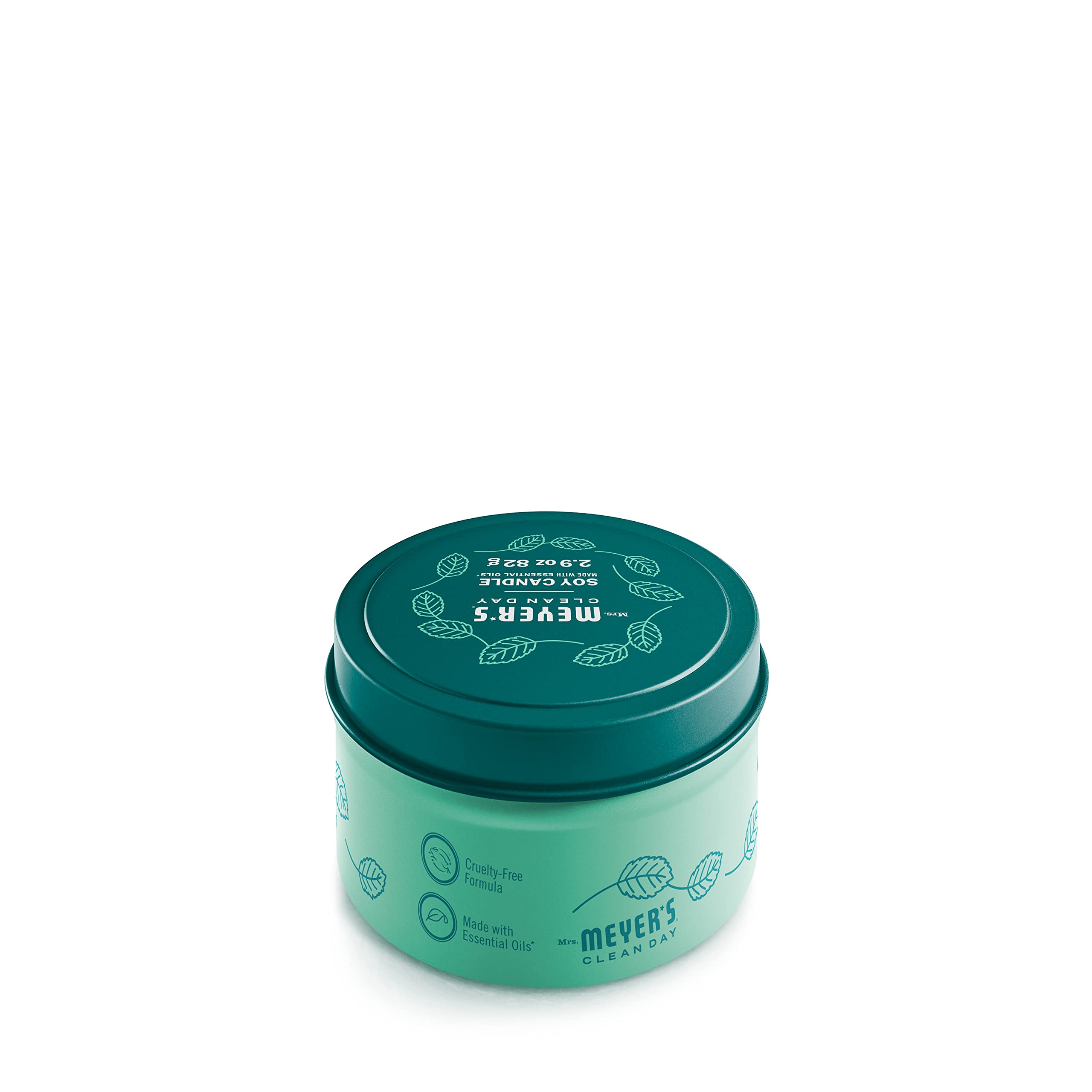 Vela-lata menta de Mrs. Meyer's Clean Day, aroma vigorizante para espacios.