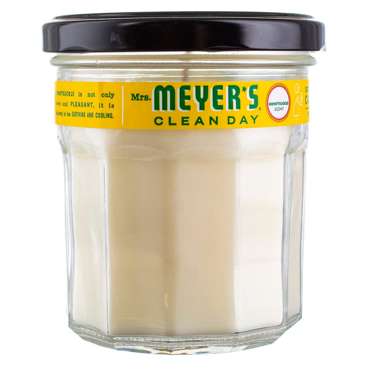 MRS. MEYER'S Clean Day vela Honeysuckle frente, aroma suave para el ambiente.