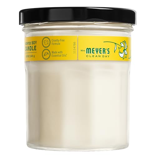 Vaso de vidrio reciclable de la vela Mrs. Meyer's con madreselva