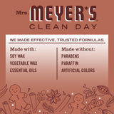 Detalle de mecha sin plomo en vela Mrs. MEYER'S para una combustión más limpia.