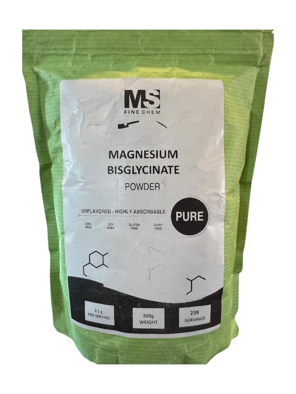 MS Finechem Magnesium Bisglicinato polvo-frente del producto, fácil de medir