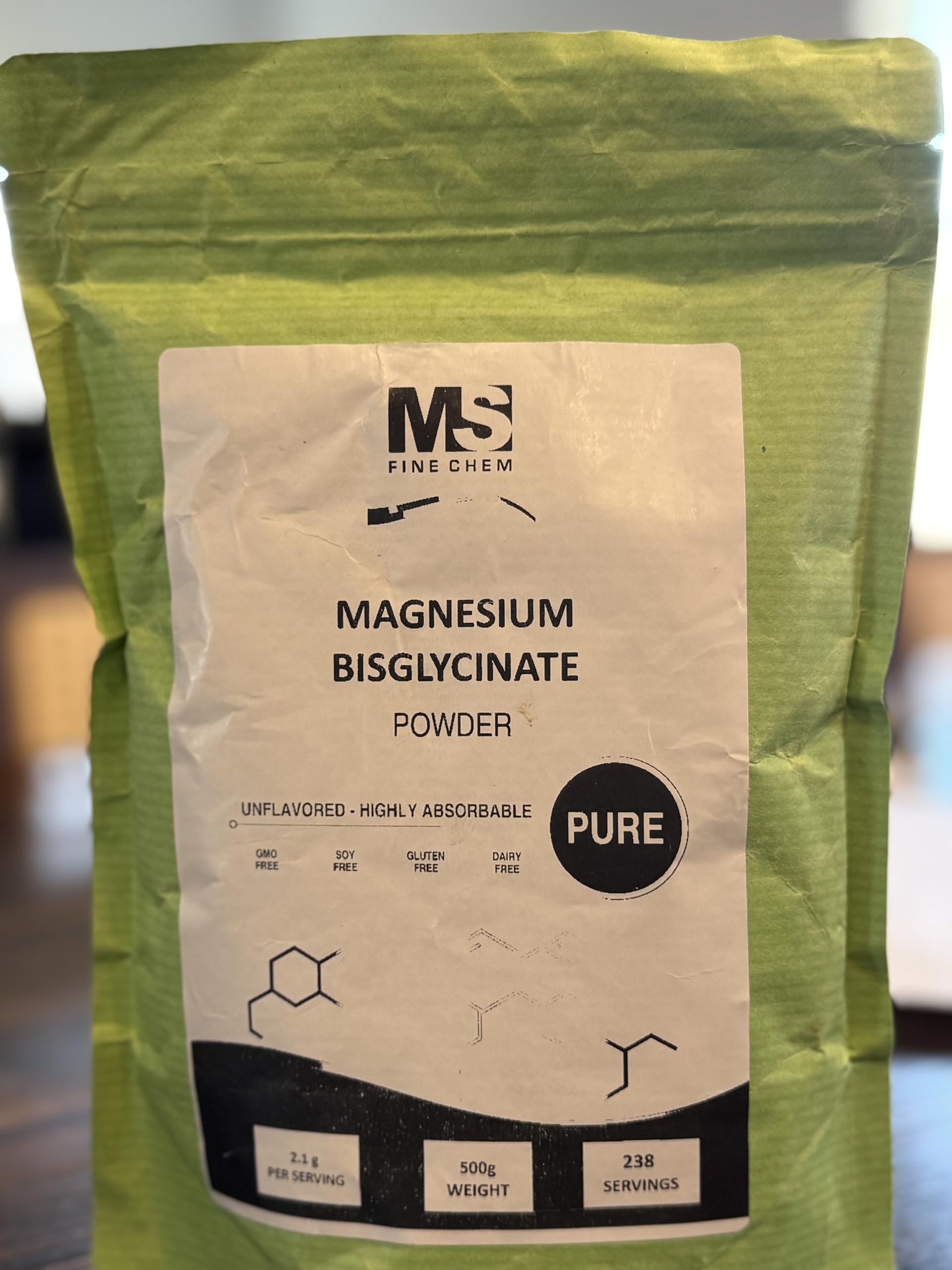 MS Finechem Magnesium Bisglicinato mezcla en agua, disolución suave