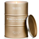 Vela grande M&SENSE Bubbly Champagne en lata, iluminación cálida para el hogar.