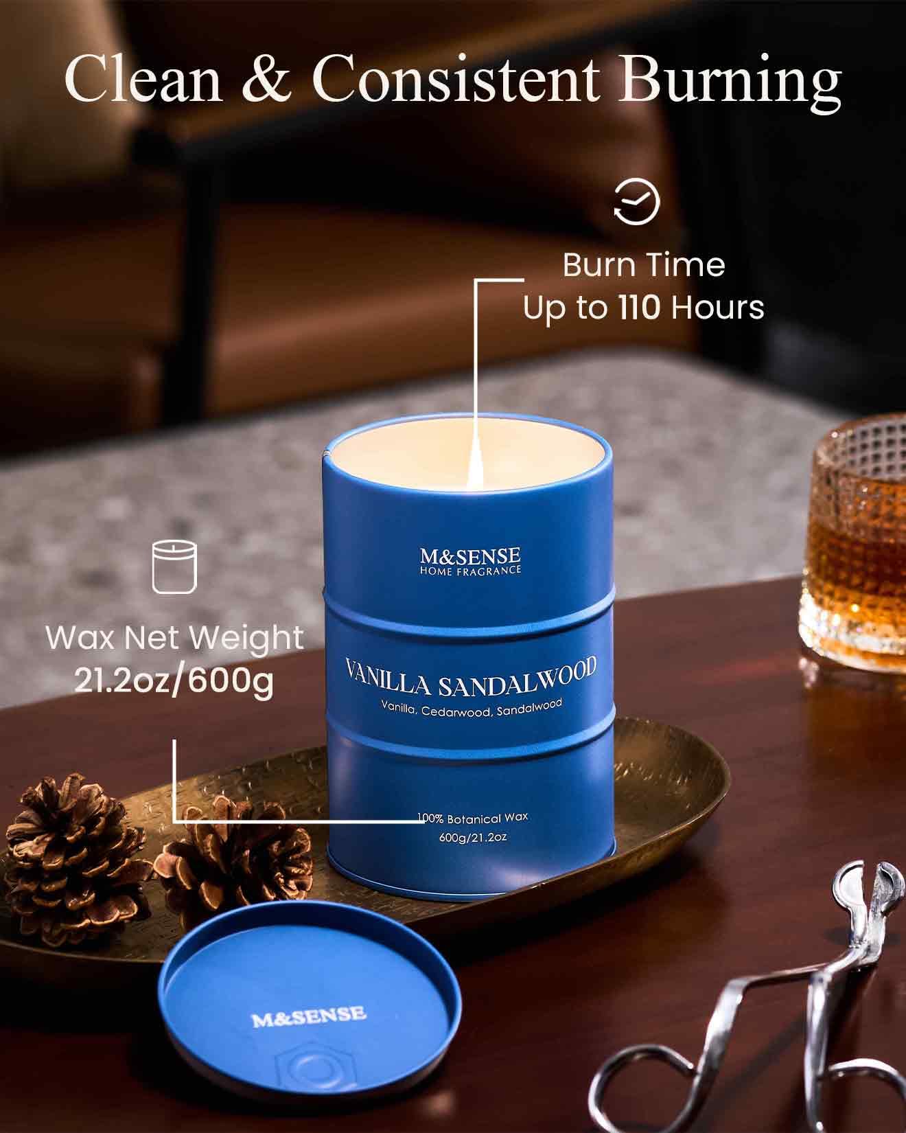 Vela M&SENSE Vela-Mecha Algodón Plana, combustión estable para menor humo.