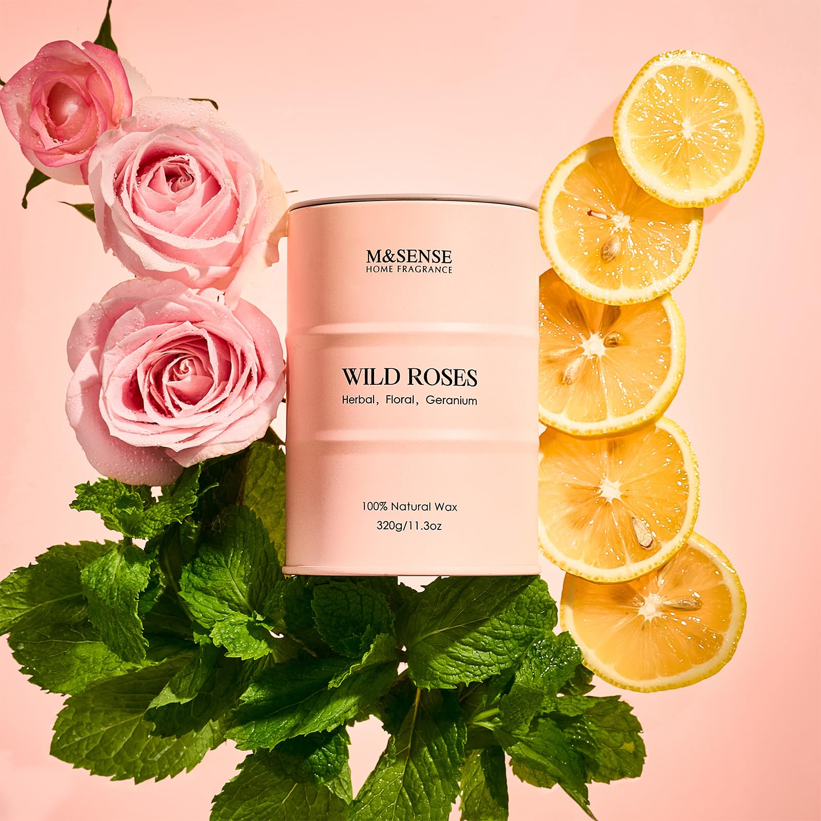 Vela M&SENSE encendida con aroma suave para relajación