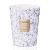 Vela msense extralarga tres-mechas, aroma relajante lavanda y cítricos.