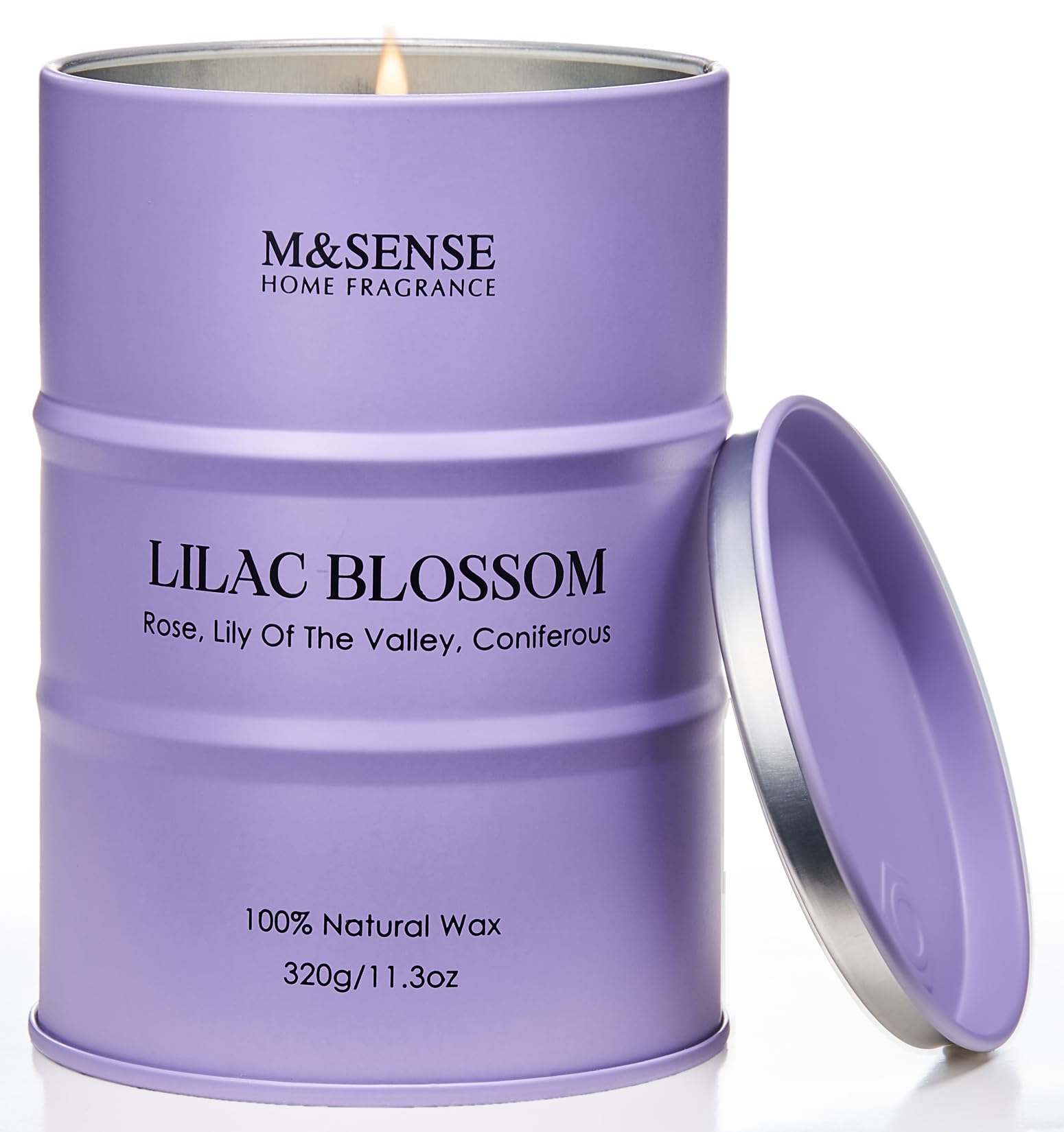 Vela M&SENSE Flor de Lila en caja regalo, ideal para aromatizar salas.