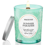 Vela M&SENSE Paraíso de Verano con mecha de madera para relajación sensorial