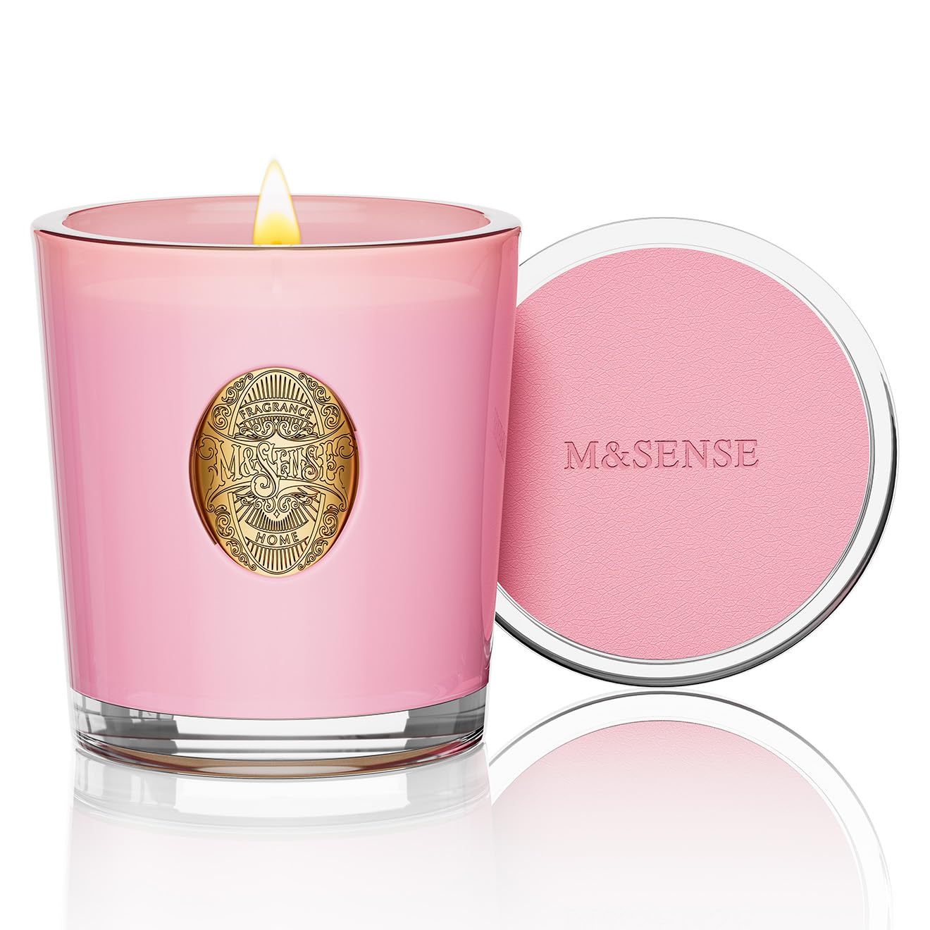 Vela M&SENSE Peony Blush para el hogar, aroma suave y relajante.