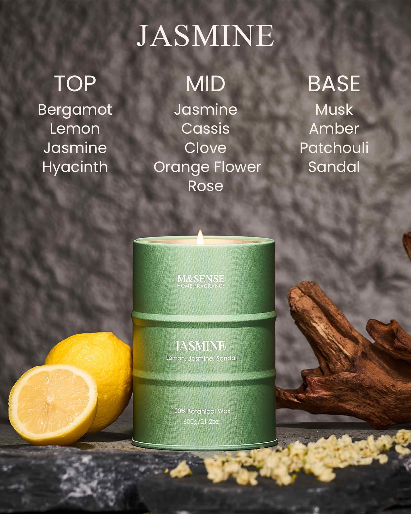 Vela de soja natural M&SENSE para uso relajante y agradable.