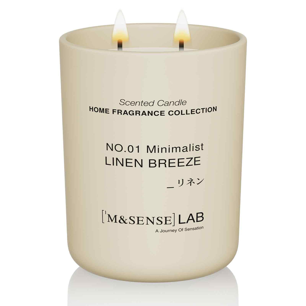 Vela M&SENSE de soja natural en vaso de vidrio minimalista para decorar.