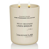 Vela M&SENSE de soja natural en vaso de vidrio minimalista para decorar.
