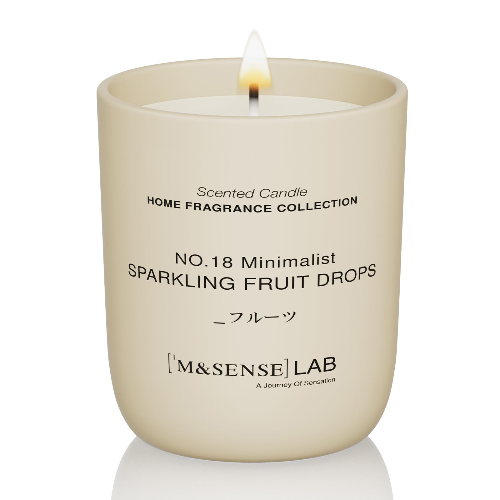 Vela M&SENSE de soja natural en frasco minimalista para crear un ambiente cálido.