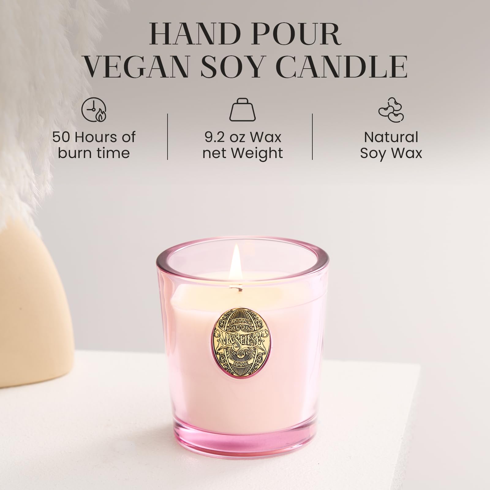 MSENSE vela soya rosa marina captura fragancia fresca ideal para espacios pequeños