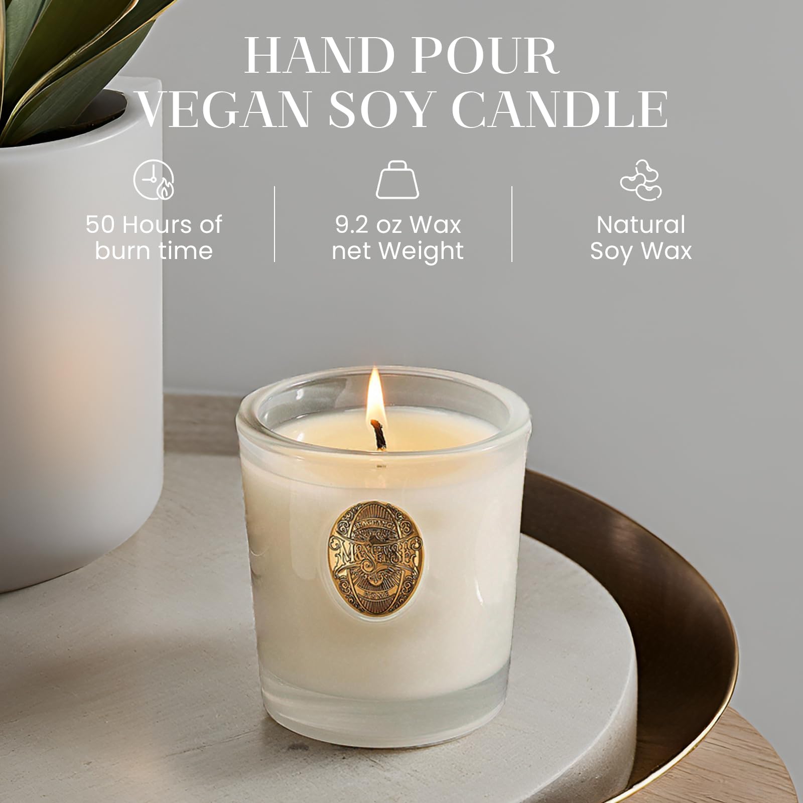 Vela de soja M&SENSE Vanilla Dream, fragancia duradera para sala de estar