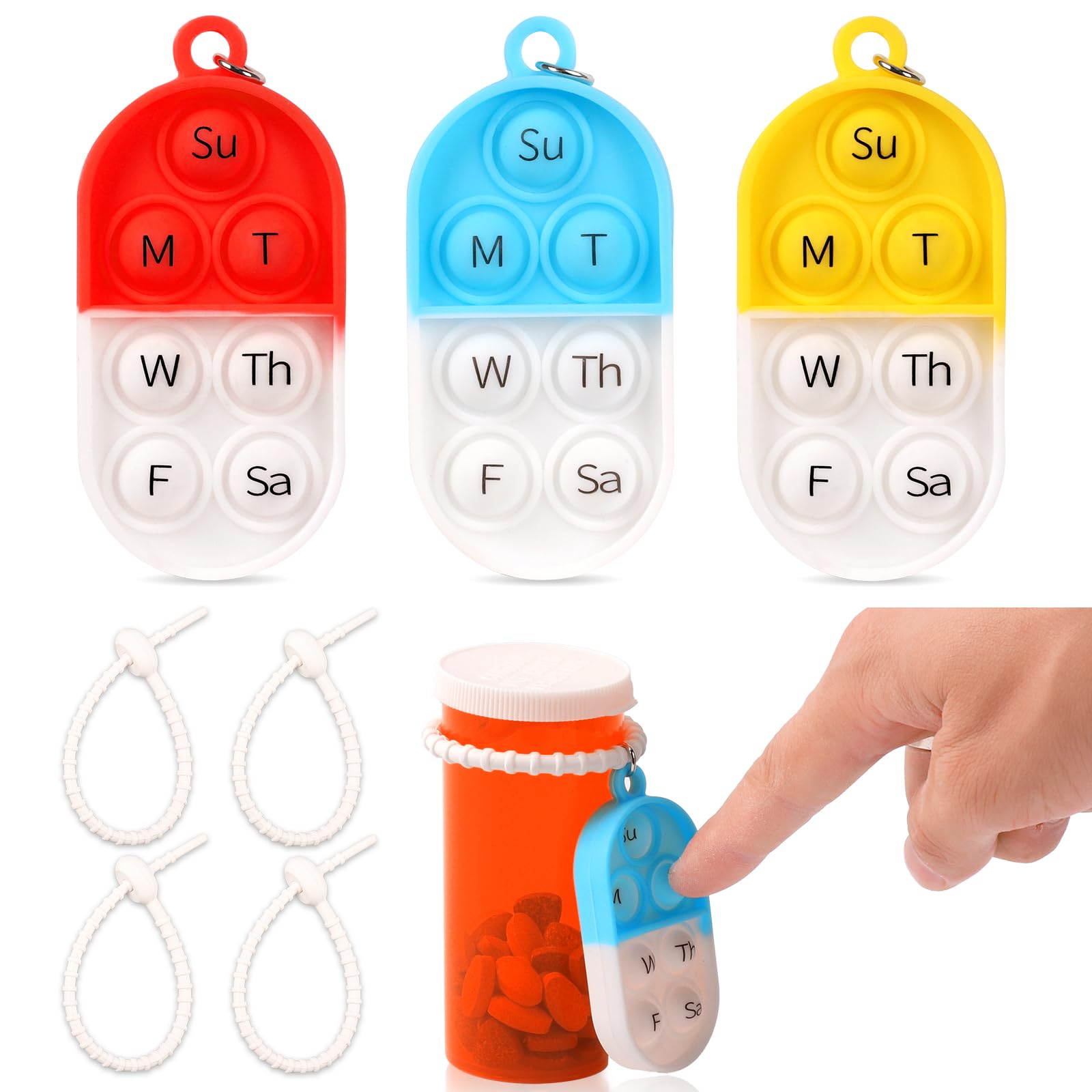 MSHUNKEJI tres-pack recordatorio de pastillas para botella y seguimiento diario