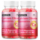 MSLOTAL gomitas calcio citrato 1200 mg con sabor a frambuesa para apoyar la salud ósea diaria