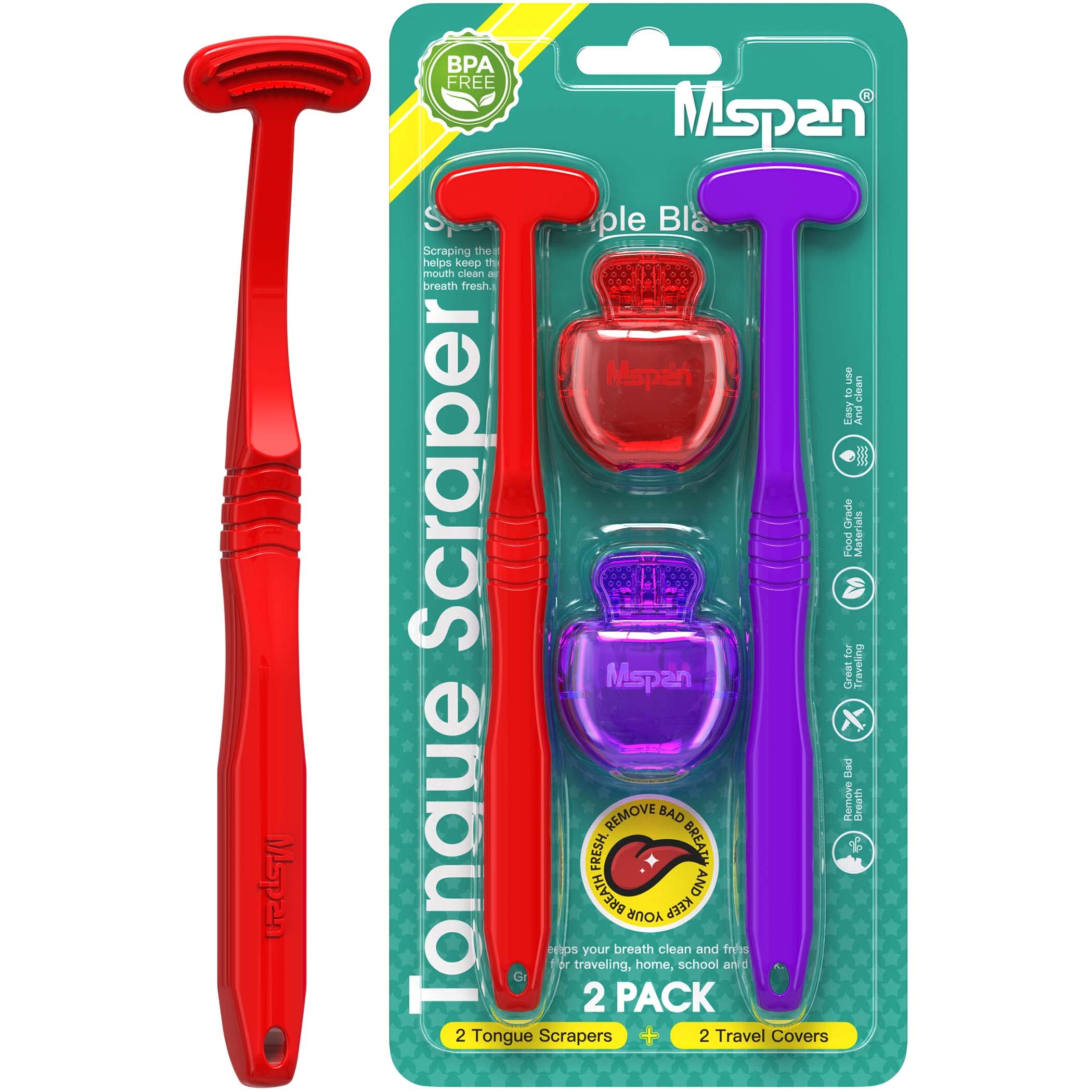 Mspan limpiador de lengua con triple filo para limpieza profunda y frescura